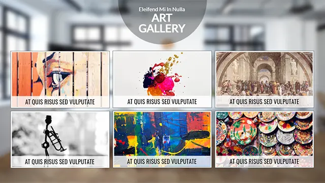 Art gallery visual showcase slide, created using AI tools for high school students' creative presentations